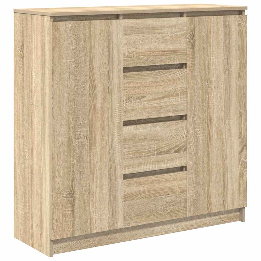 Skjenk Med Skuffer Sonoma Eik 100,5X35X98,5 Cm Konstruert Tre