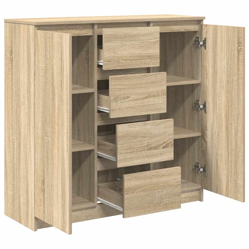 Skjenk Med Skuffer Sonoma Eik 100,5X35X98,5 Cm Konstruert Tre