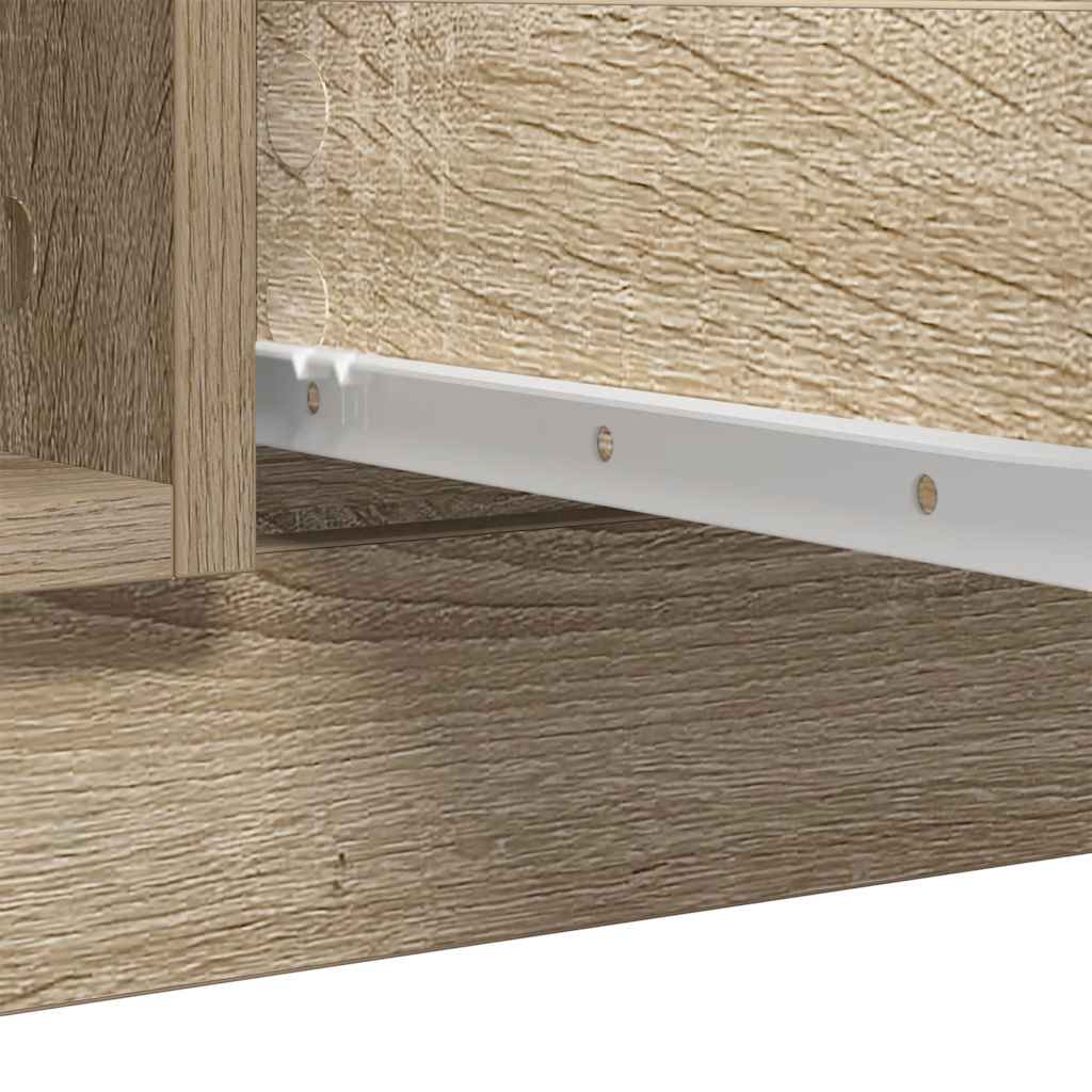Skjenk Med Skuffer Sonoma Eik 100,5X35X98,5 Cm Konstruert Tre