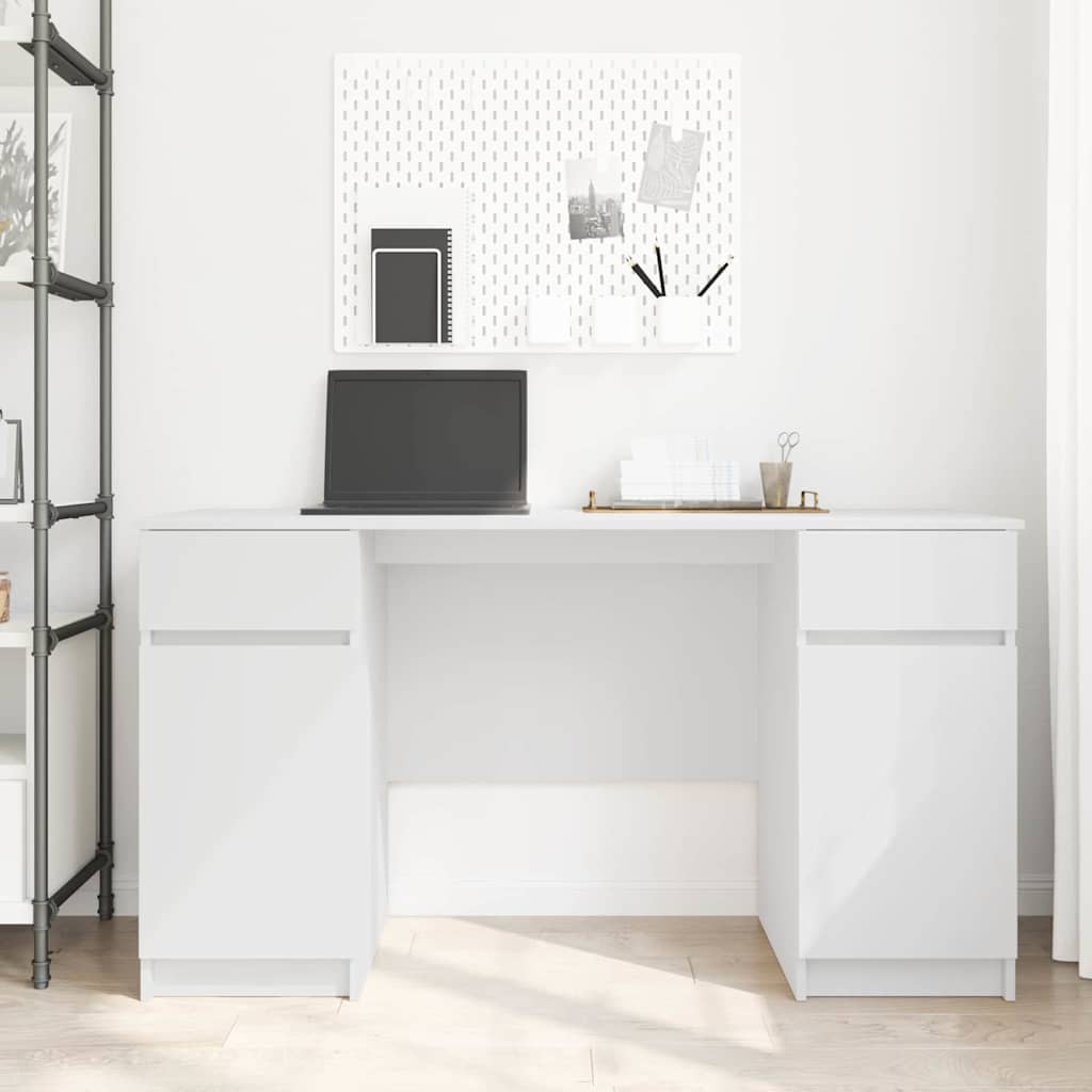 Skrivebord Med Skuff Hvit 140 X 49 X 76 Cm Konstruert Tre