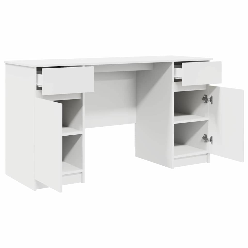 Skrivebord Med Skuff Hvit 140 X 49 X 76 Cm Konstruert Tre