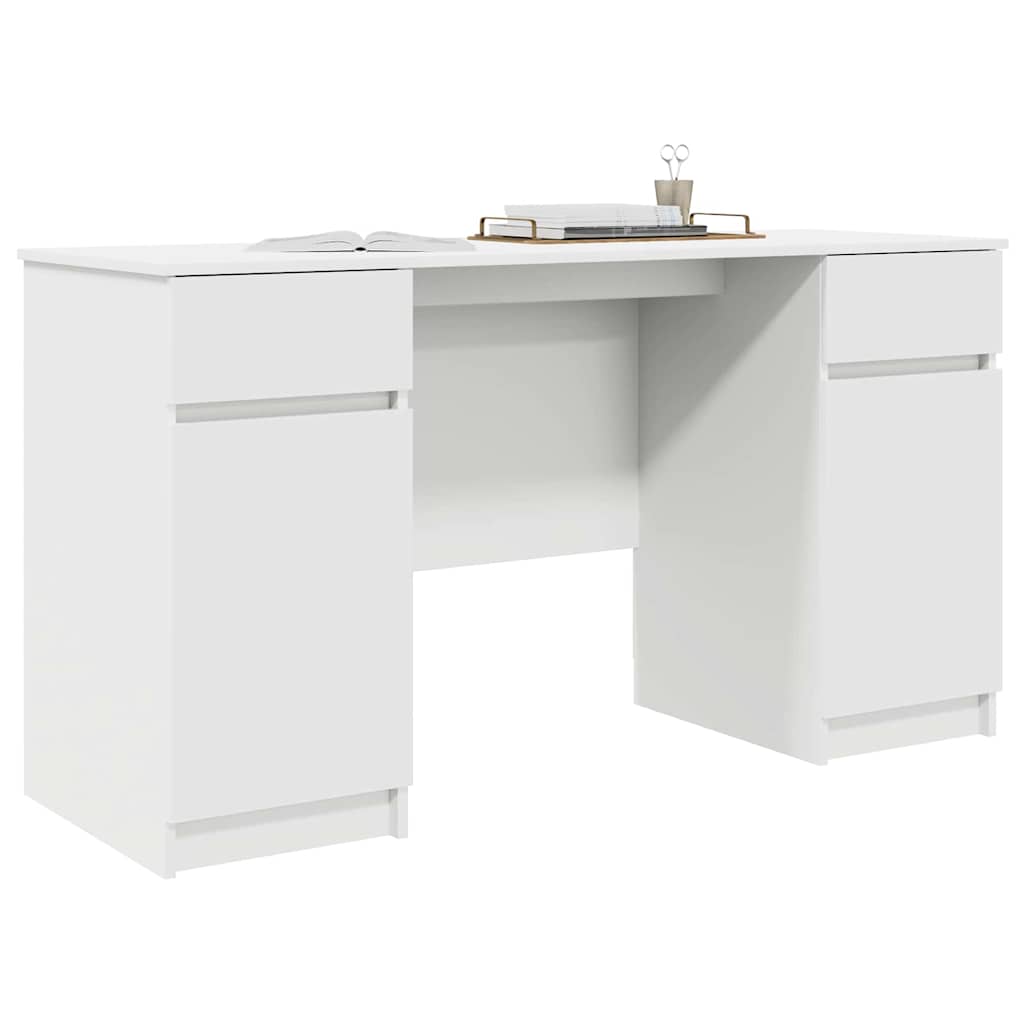 Skrivebord Med Skuff Hvit 140 X 49 X 76 Cm Konstruert Tre
