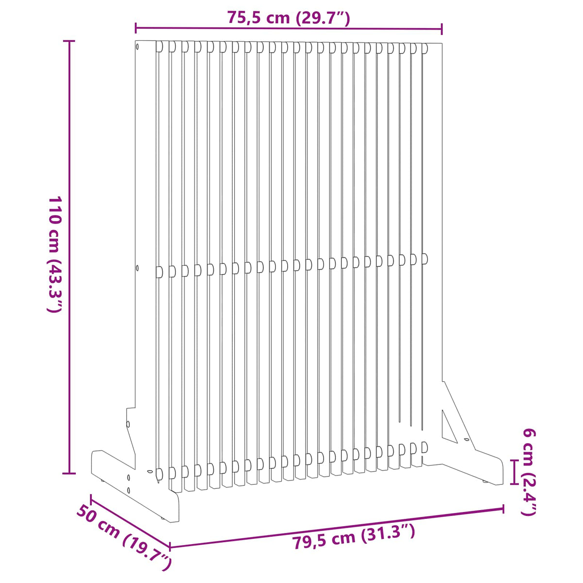 Personvernsvegg Brun 79,5 X 50 X 110 Cm Solid Akasietre