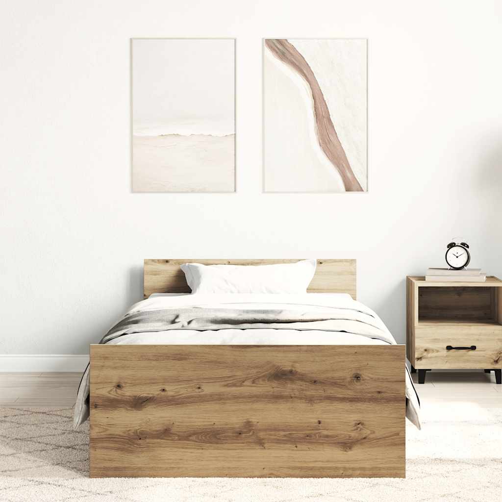 Sengeramme Uten Madrass Artisan Eik 90X190 Cm Konstruert Tre