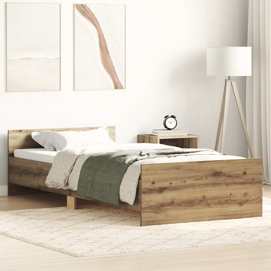 Sengeramme Uten Madrass Artisan Eik 90X190 Cm Konstruert Tre
