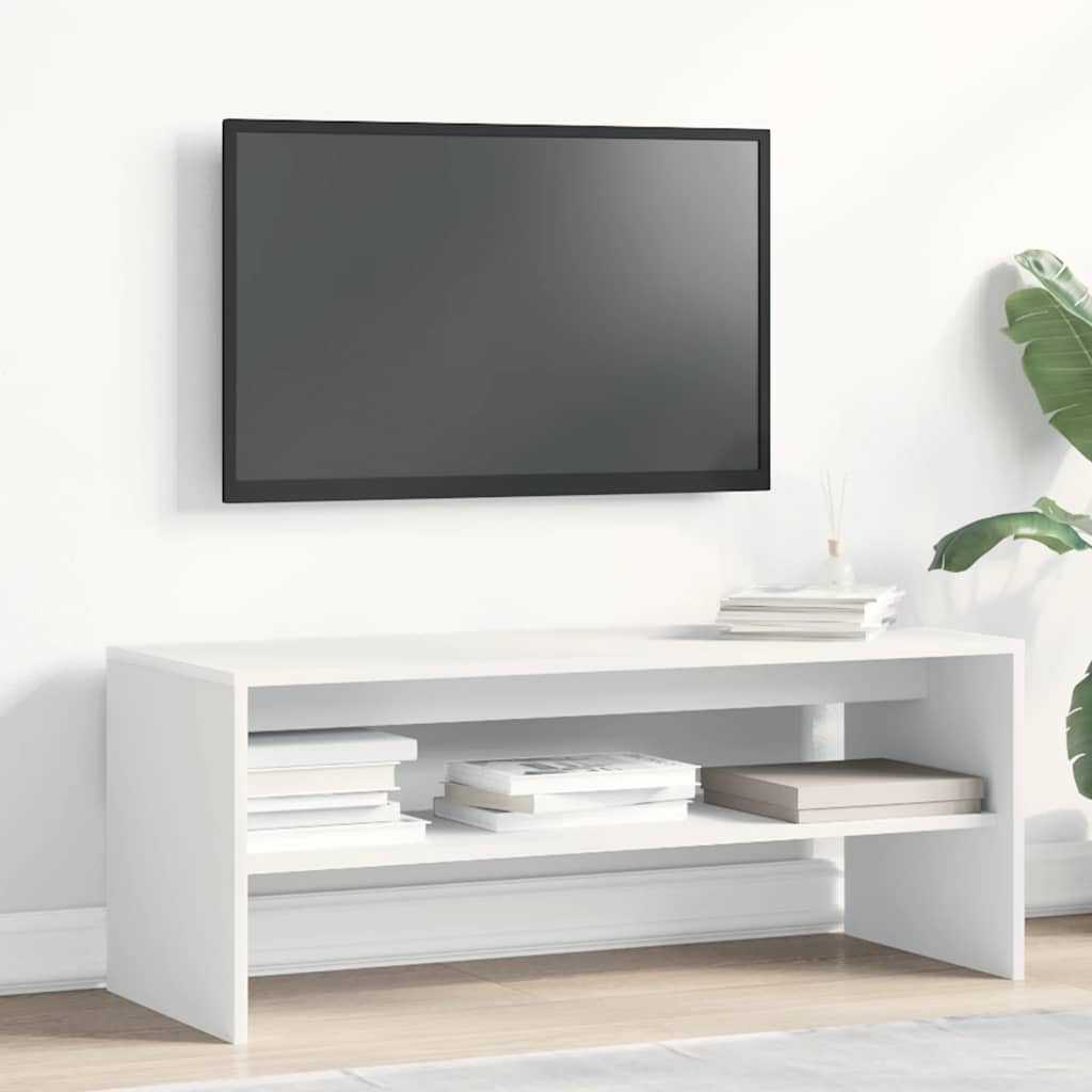 Tv-Benk Hvit 100X40X40 Cm Sponplate