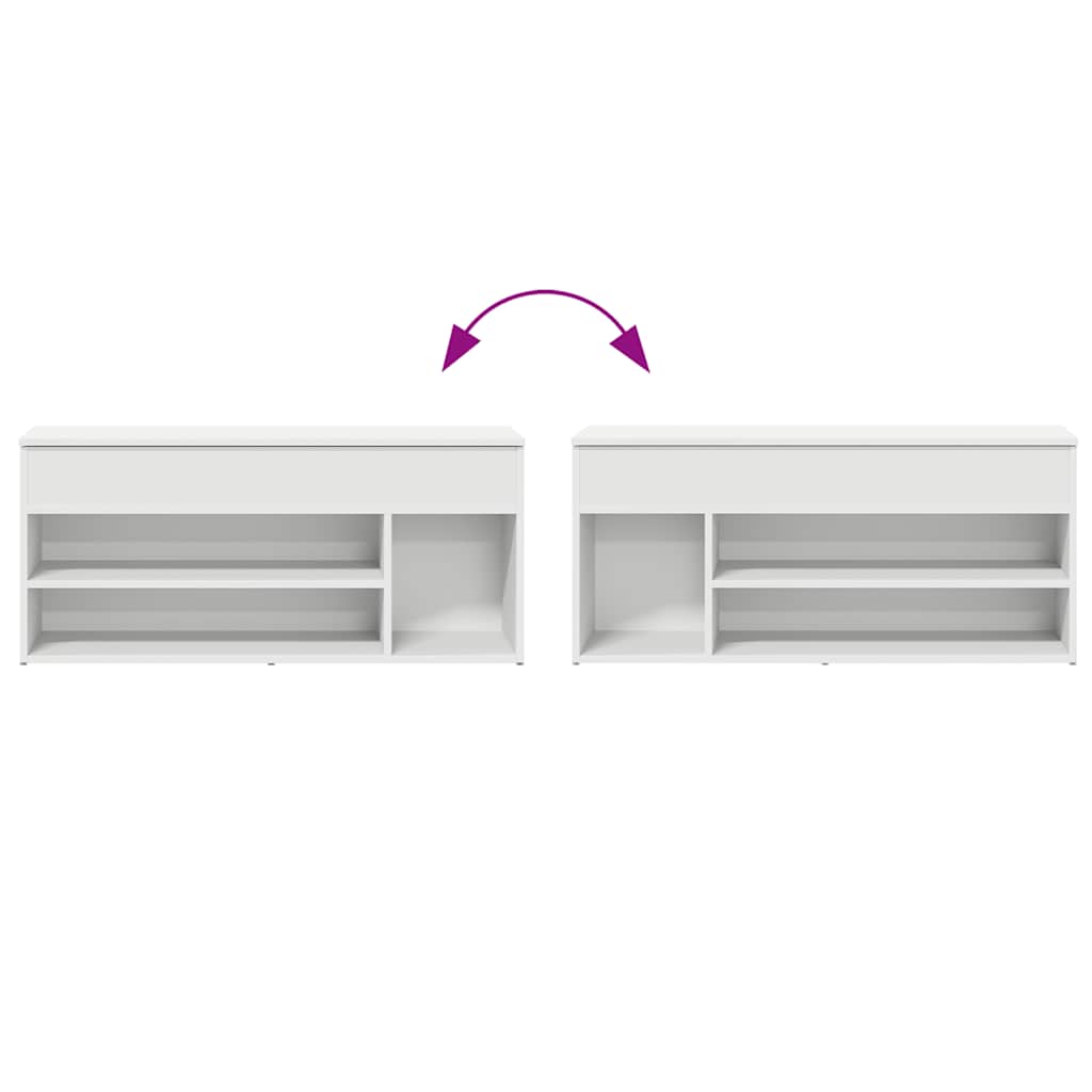 Skobenk Hvit 102X30,5X45 Cm Konstruert Tre