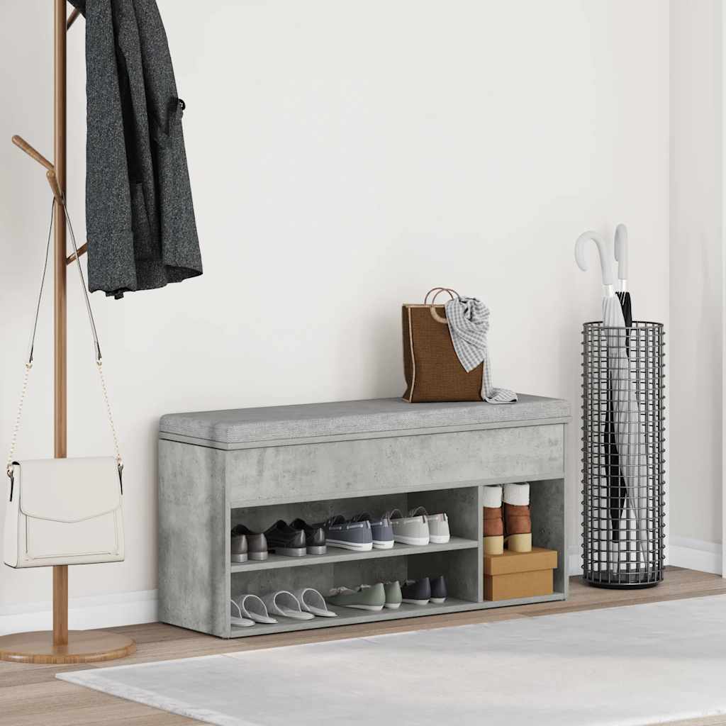Skobenk Betonggrå 102X30,5X45 Cm Konstruert Tre