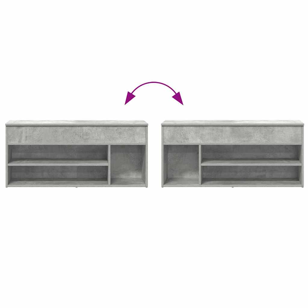 Skobenk Betonggrå 102X30,5X45 Cm Konstruert Tre