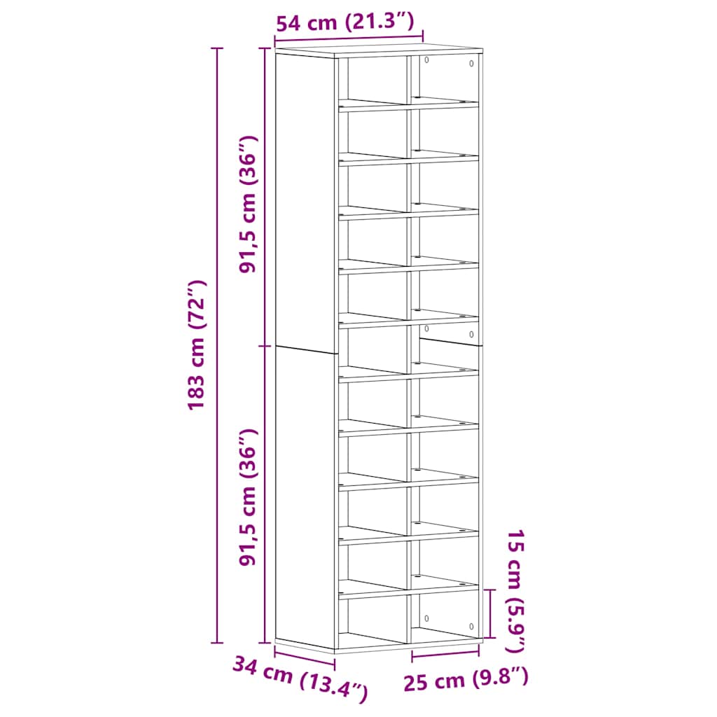 Skoskap Gammelt Tre 54X34X183 Cm Konstruert Tre