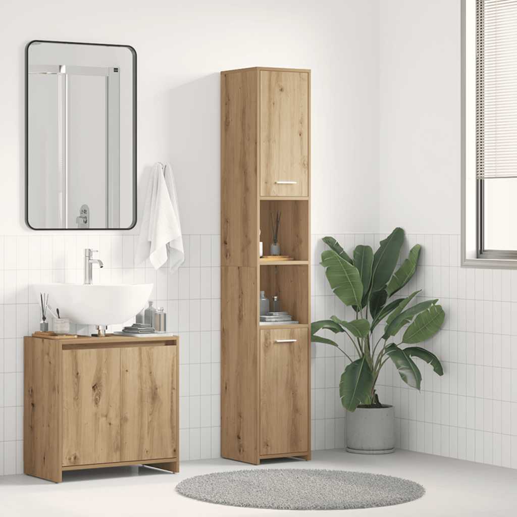 Baderomsskap Artisan Eik 30X30X183,5 Cm Konstruert Tre