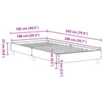 Sengeramme Uten Madrass Grå Sonoma 100X200 Cm Konstruert Tre