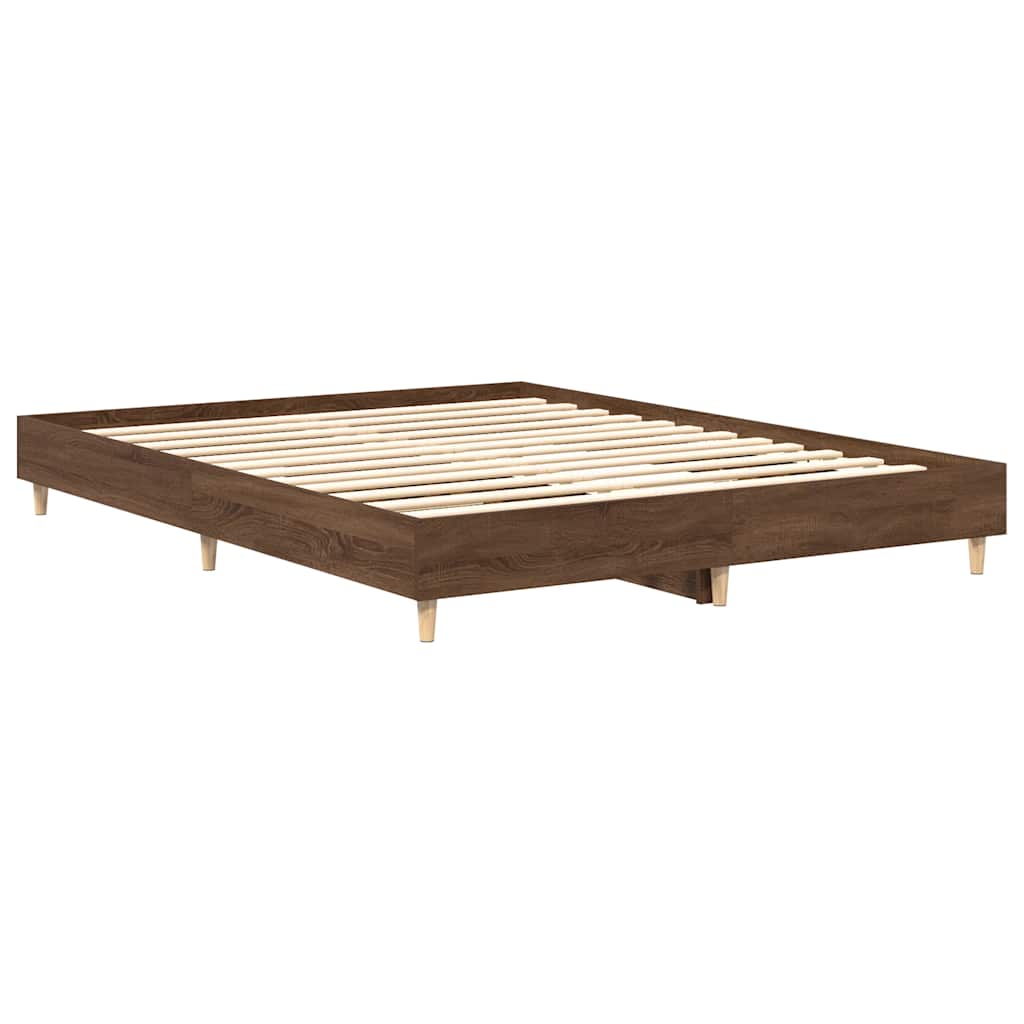Sengeramme Uten Madrass Brun Eik 100X200 Cm Konstruert Tre
