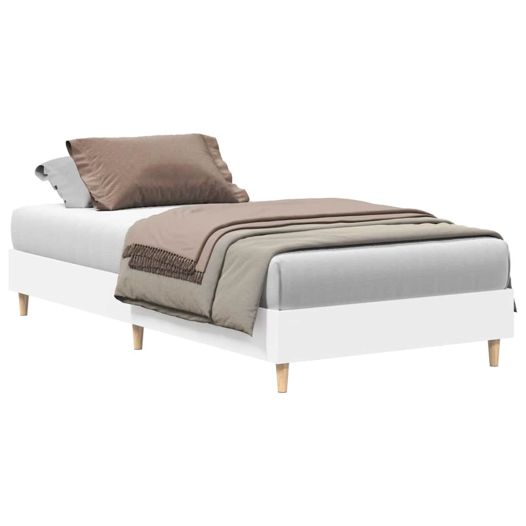 Sengeramme Uten Madrass Hvit 90X200 Cm Konstruert Tre