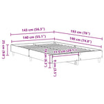 Sengeramme Uten Madrass Sonoma Eik 140X190 Cm Konstruert Tre