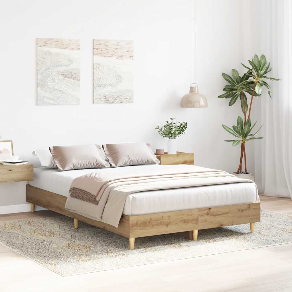 Sengeramme Uten Madrass Artisan Eik 140X190 Cm Konstruert Tre