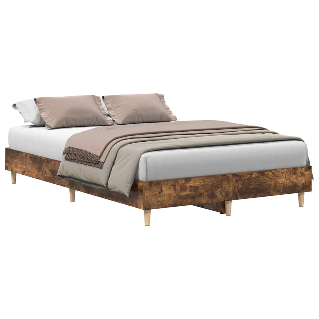 Sengeramme Uten Madrass Røkt Eik 135X190 Cm Konstruert Tre