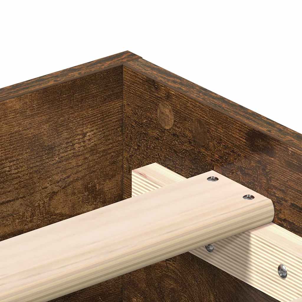 Sengeramme Uten Madrass Røkt Eik 135X190 Cm Konstruert Tre