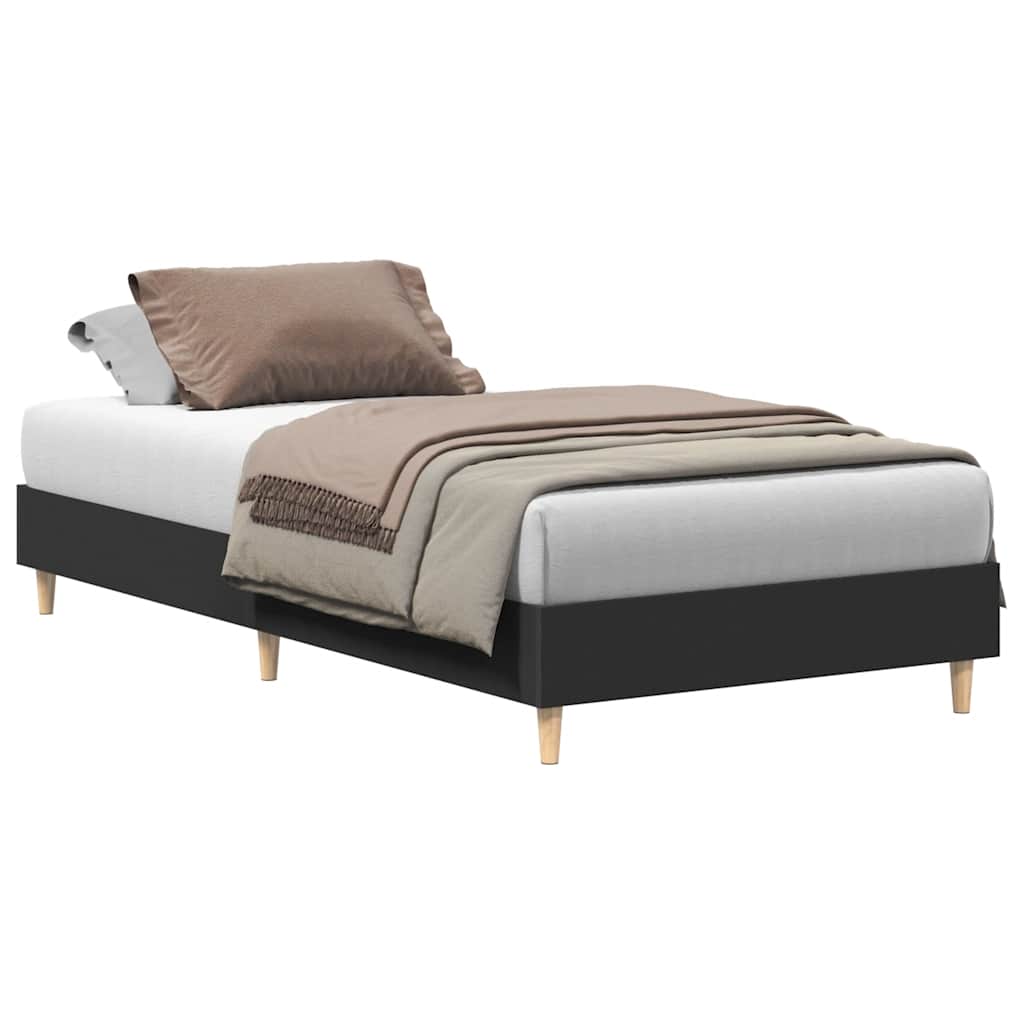Sengeramme Uten Madrass Svart 90X190 Cm Konstruert Tre