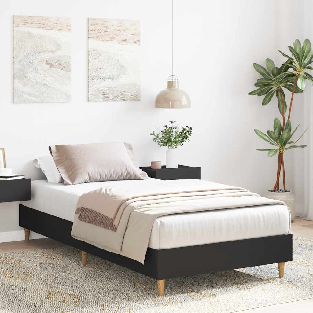 Sengeramme Uten Madrass Svart 90X190 Cm Konstruert Tre