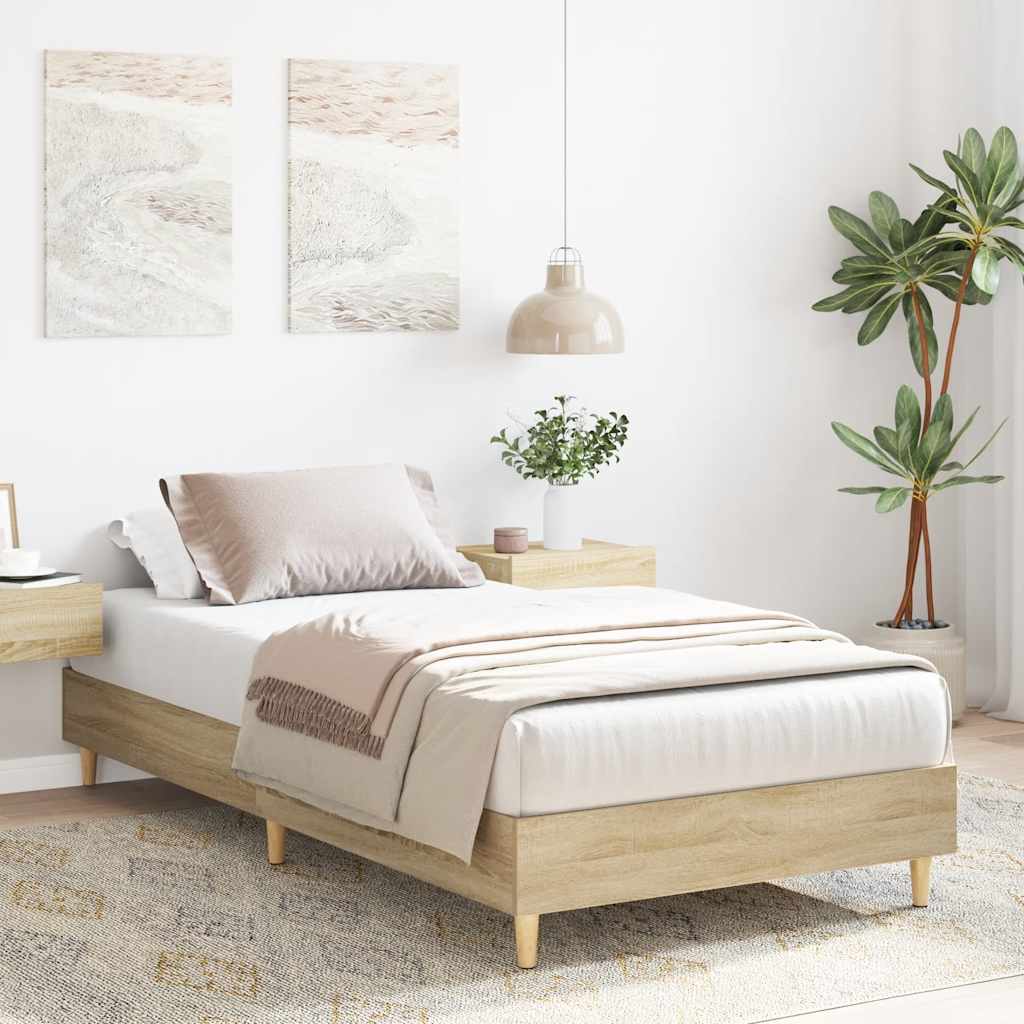 Sengeramme Uten Madrass Sonoma Eik 90X190 Cm Konstruert Tre