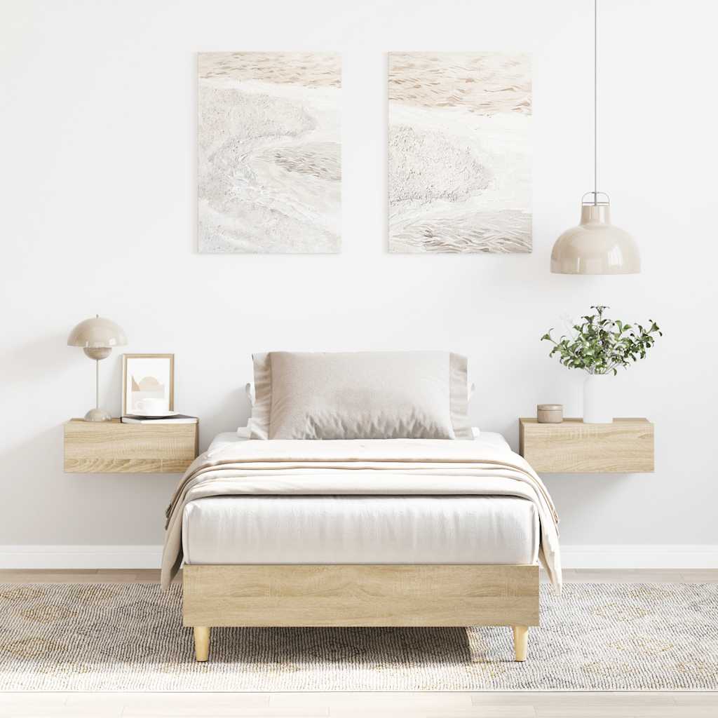 Sengeramme Uten Madrass Sonoma Eik 90X190 Cm Konstruert Tre