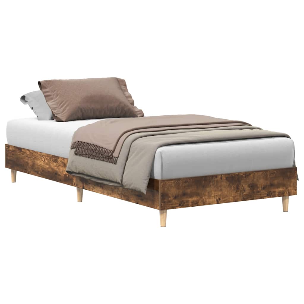 Sengeramme Uten Madrass Røkt Eik 90X190 Cm Konstruert Tre