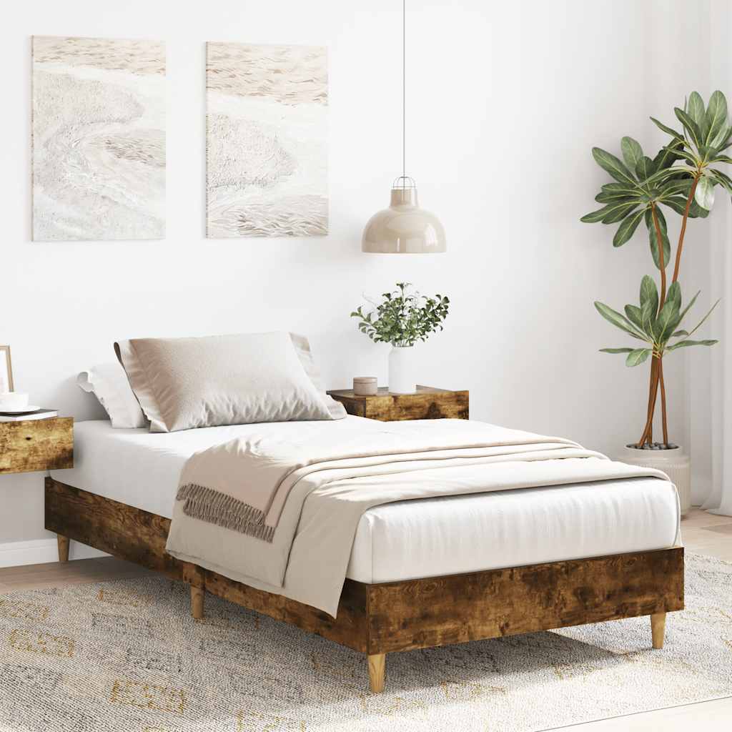 Sengeramme Uten Madrass Røkt Eik 90X190 Cm Konstruert Tre