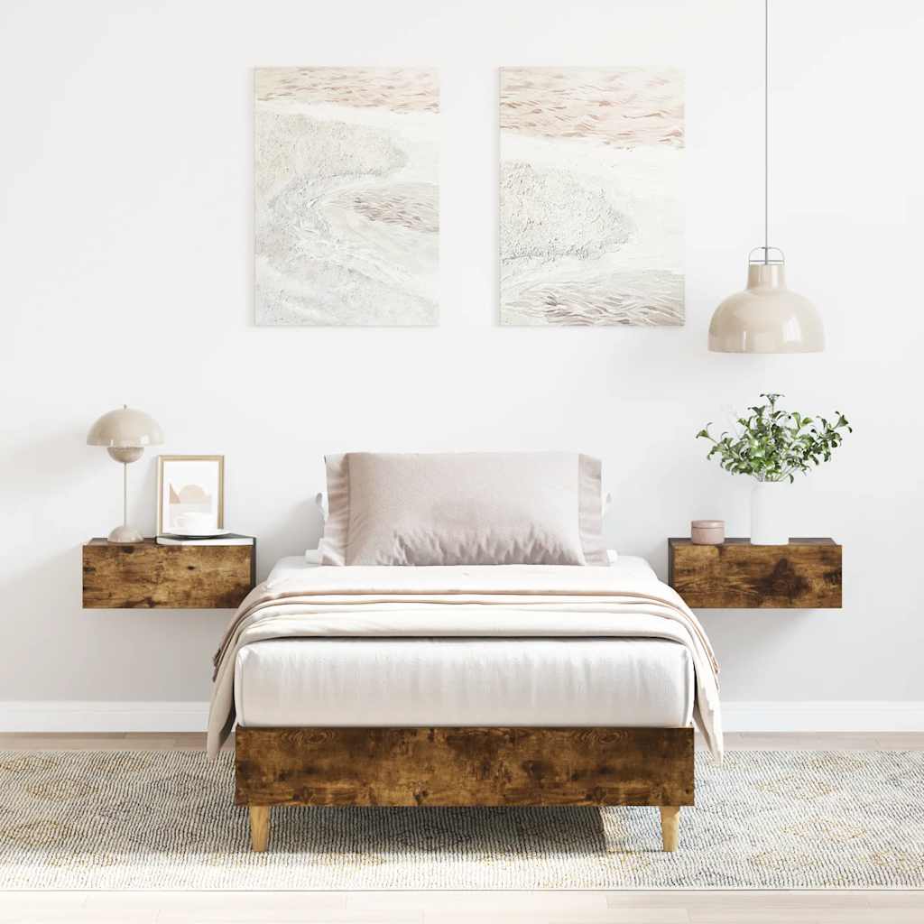 Sengeramme Uten Madrass Røkt Eik 90X190 Cm Konstruert Tre
