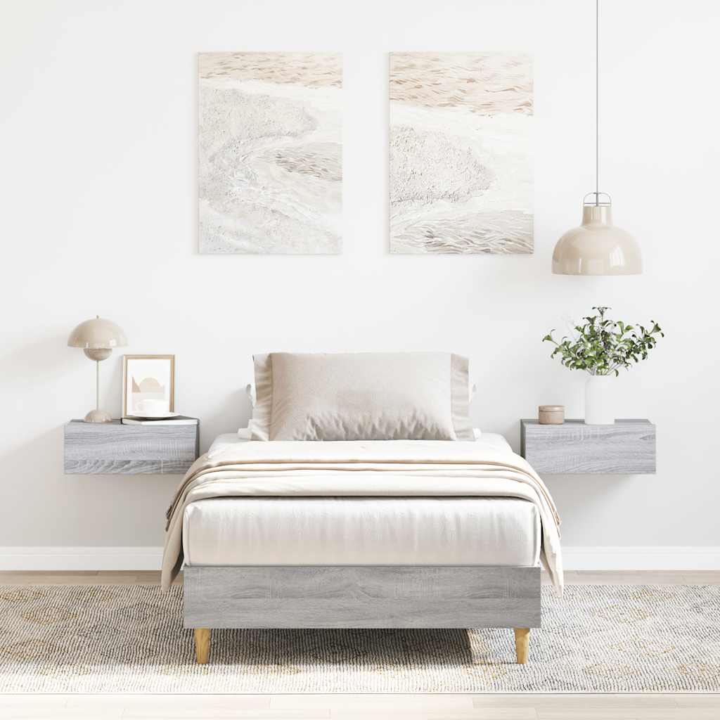 Sengeramme Uten Madrass Grå Sonoma 75X190 Cm Konstruert Tre