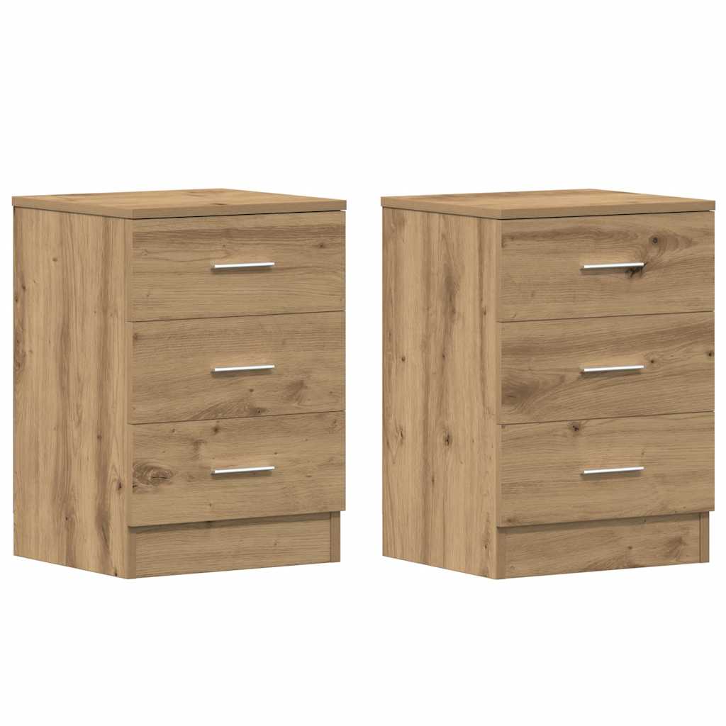Nattbord 2 Stk Artisan Eik 38X35X55 Cm Konstruert Tre
