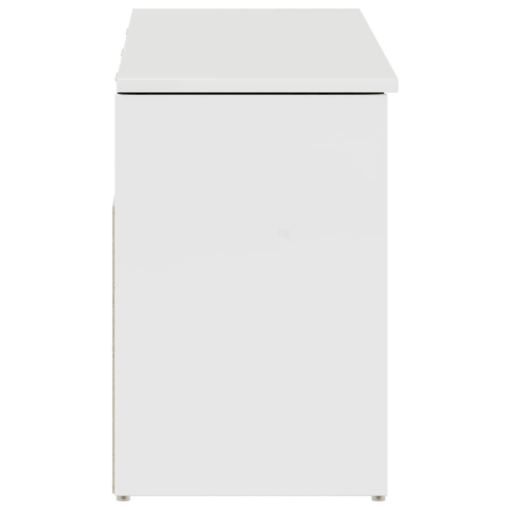 Skobenk Høyglans Hvit 102X30,5X45 Cm Konstruert Tre