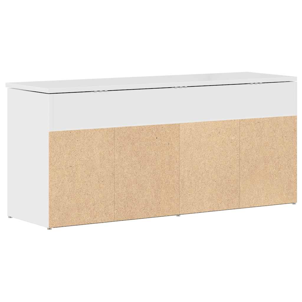 Skobenk Høyglans Hvit 102X30,5X45 Cm Konstruert Tre