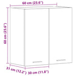 Veggmontert Kjøkkenskap Betonggrå 60X31X60 Cm Konstruert Tre