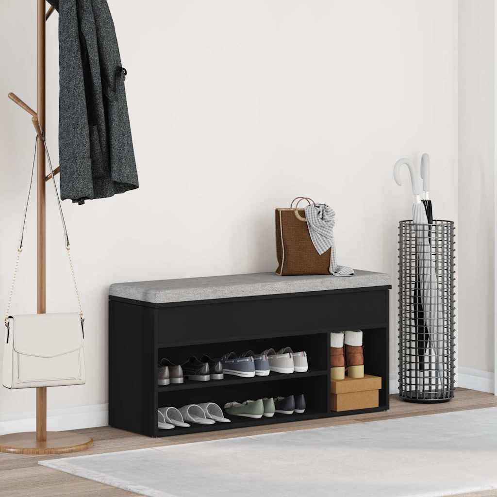 Skobenk Svart 102X30,5X45 Cm Konstruert Tre