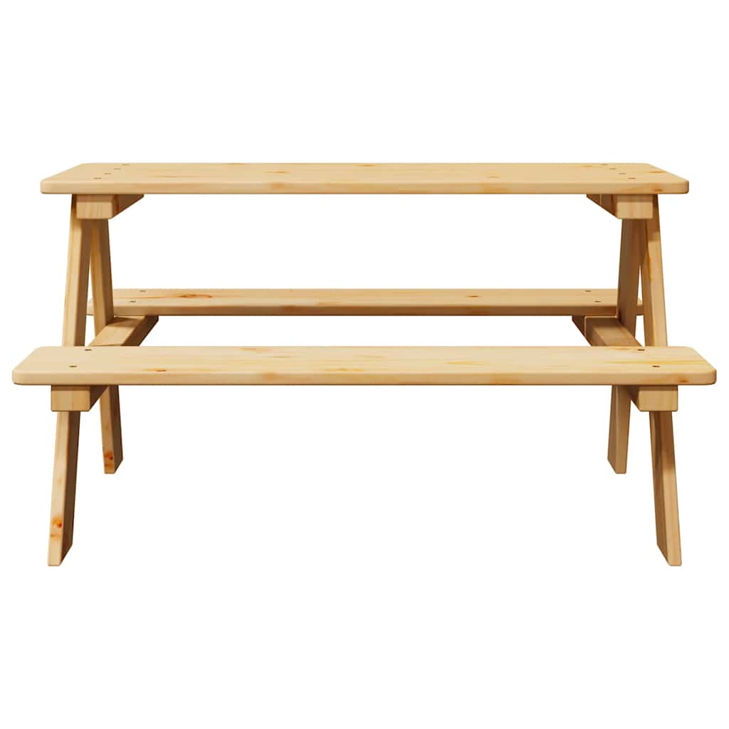 Barnebord Med Benker Irun 90X79,5X50 Cm Massivt Tre