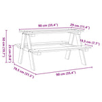 Barnebord Med Benker Irun 90X79,5X50 Cm Massivt Tre