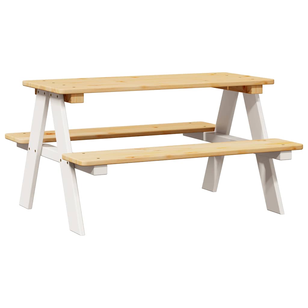Barnebord Med Benker Irun 90X79,5X50 Cm Massivt Tre