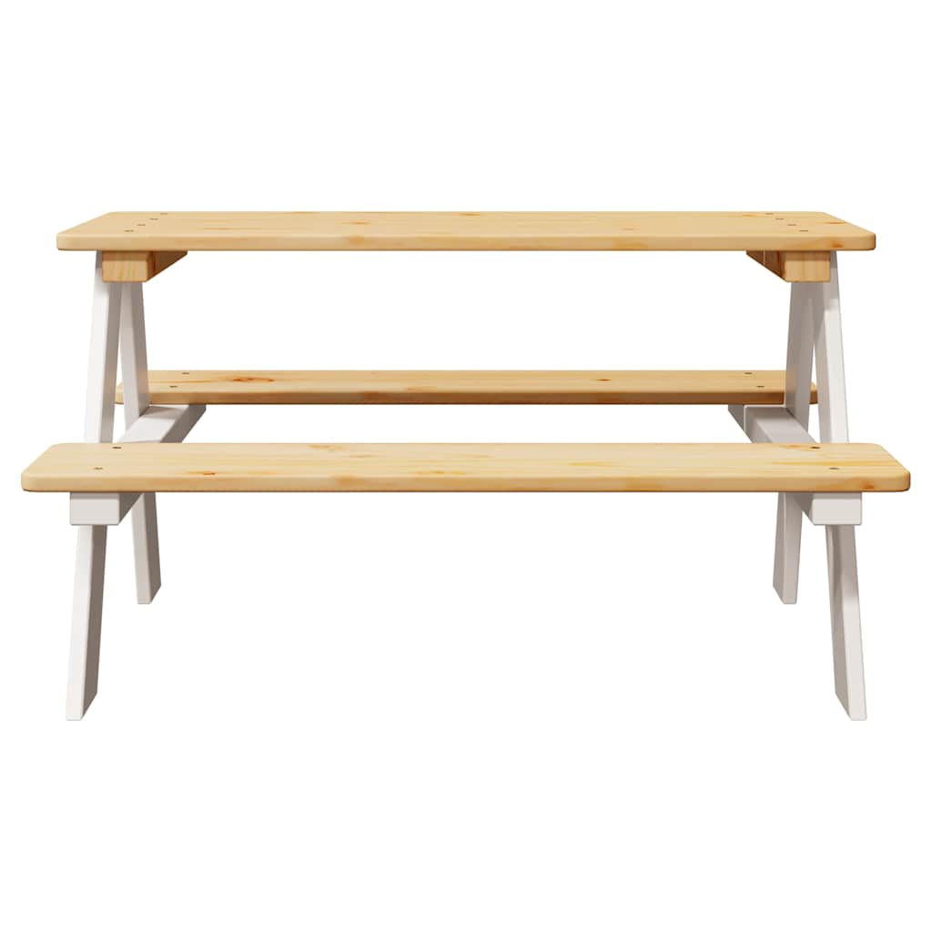 Barnebord Med Benker Irun 90X79,5X50 Cm Massivt Tre