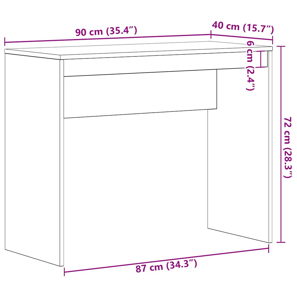 Skrivebord Svart Eik 90X40X72 Cm Konstruert Tre