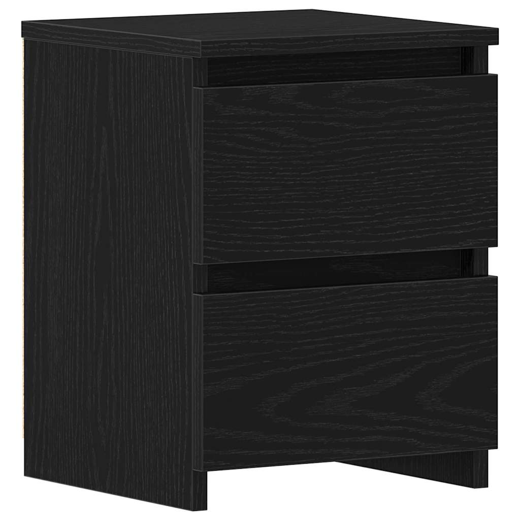 Nattbordskap Med Skuff Svart Eik 30 X 30 X 40 Cm Konstruert Tre