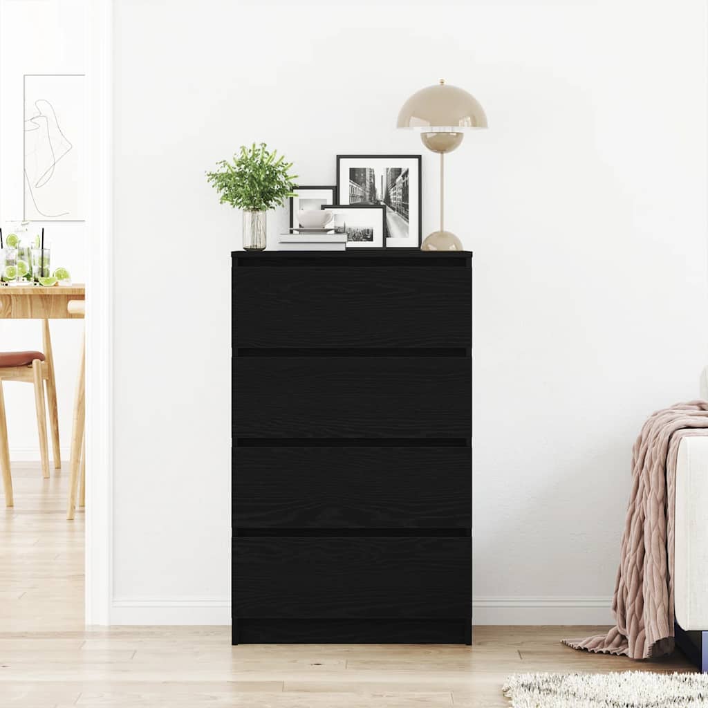 Skjenk Svart Eik 60X35X98,5 Cm Konstruert Tre