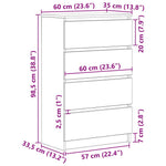 Skjenk Svart Eik 60X35X98,5 Cm Konstruert Tre