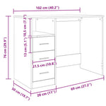Skrivebord Med Skuffer Svart Eik 102X50X76 Cm Konstruert Tre