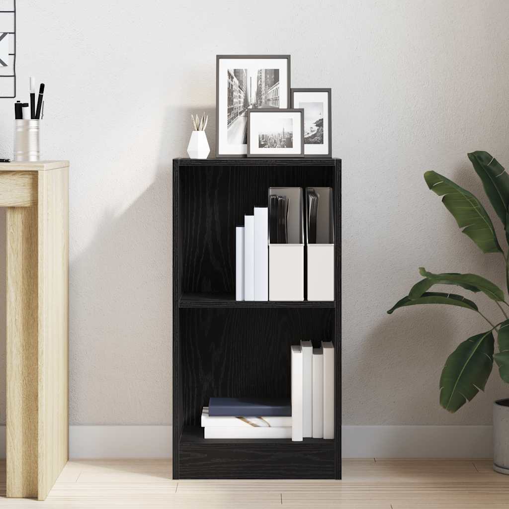 Bokhylle Svart Eik 40X24X76 Cm Konstruert Tre