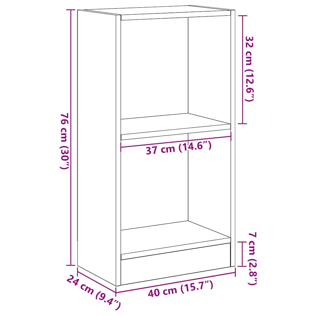Bokhylle Svart Eik 40X24X76 Cm Konstruert Tre