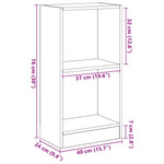 Bokhylle Svart Eik 40X24X76 Cm Konstruert Tre