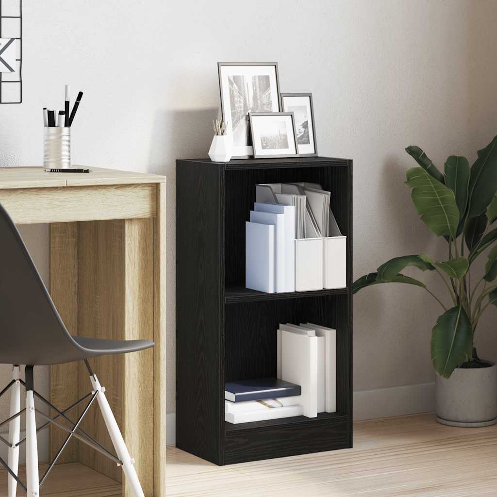 Bokhylle Svart Eik 40X24X76 Cm Konstruert Tre