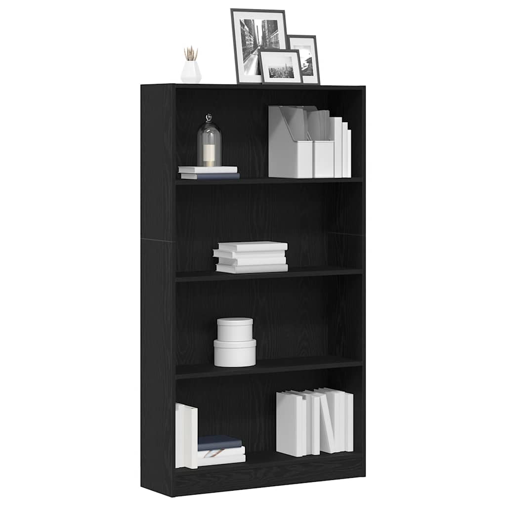 Bokhylle Svart Eik 80X24X143 Cm Konstruert Tre