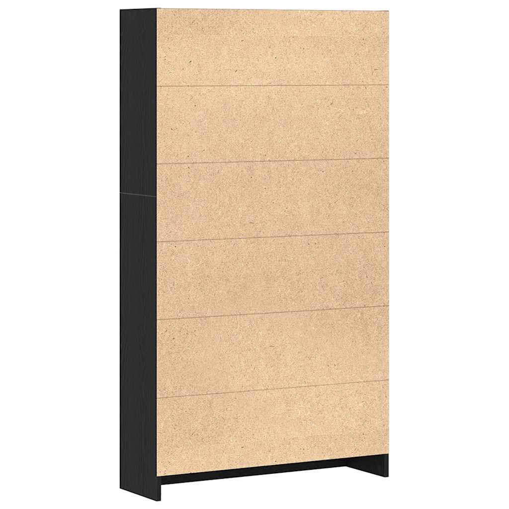 Bokhylle Svart Eik 80X24X143 Cm Konstruert Tre
